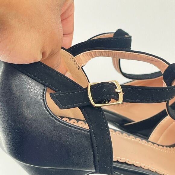 Brinley Co. Olina Black Faux Leather T-Strap Mary Jane Heels 8.5 NIB - Picture 14 of 16